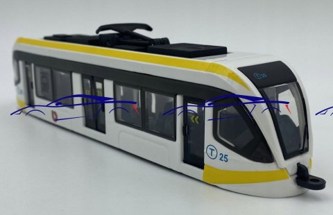 TRAMWAJ metalowy 20cm BBurago 32105 yellow TRAMWAJ metalowy 20cm BBurago 32105 yellow
