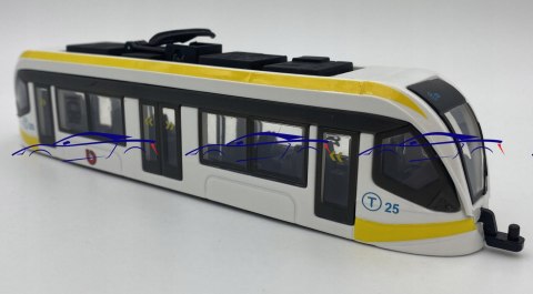 TRAMWAJ metalowy 20cm BBurago 32105 yellow TRAMWAJ metalowy 20cm BBurago 32105 yellow