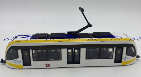 TRAMWAJ metalowy 20cm BBurago 32105 yellow TRAMWAJ metalowy 20cm BBurago 32105 yellow