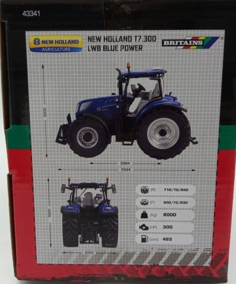 NEW HOLLAND T7.300 Blue Power 1:32 Britains 43341 NEW HOLLAND T7.300 Blue Power 1:32 Britains 43341
