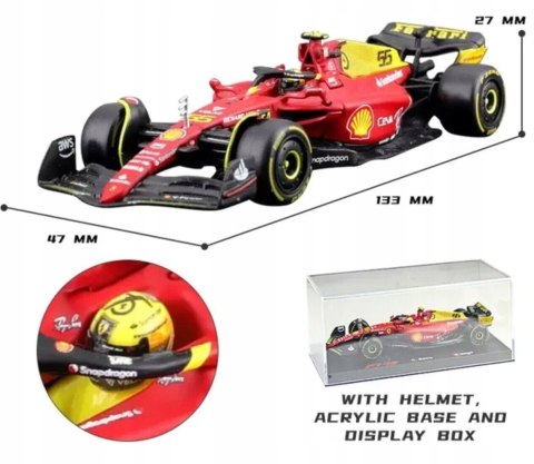 F1 FERRARI F1-75 MONZA #55 Sainz KASK BBurago 1:43 F1 FERRARI F1-75 MONZA #55 Sainz KASK BBurago 1:43