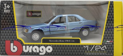 Mercedes Benz 190E W201 blue 1:24 Bburago 21103 Mercedes Benz 190E W201 blue 1:24 Bburago 21103