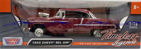 Chevrolet Bel Air coupe 1955 custom 1:18 Motormax 79002 red Chevrolet Bel Air coupe 1955 custom 1:18 Motormax 79002 red