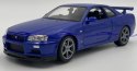 Nissan Skyline GT-R R34 model 24108 WELLY 1:24 blue