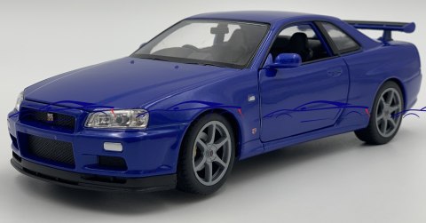 Nissan Skyline GT-R R34 model 24108 WELLY 1:24 blue Nissan Skyline GT-R R34 model 24108 WELLY 1:24 blue