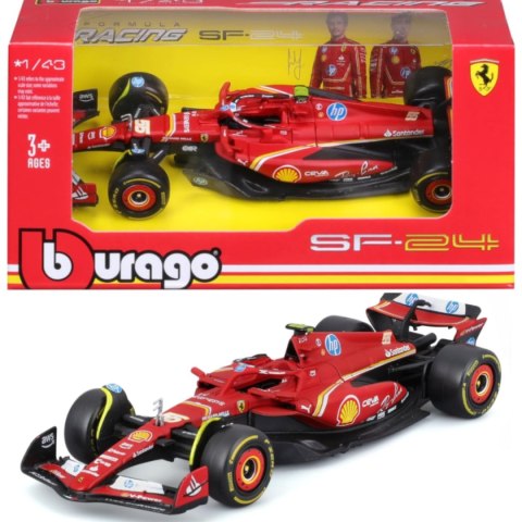 F1 FERRARI SF-24 2024 C. Sainz #55 BBurago Formuła 1 bolid model 1:43 F1 FERRARI SF-24 2024 C. Sainz #55 BBurago Formuła 1 bolid model 1:43