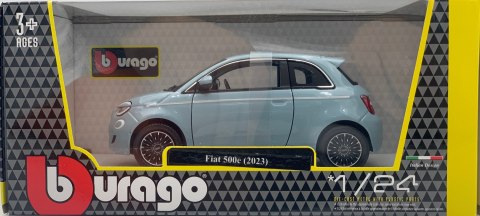 Fiat 500e 2023 niebieski 1:24 model metalowy Bburago 21110 Fiat 500e 2023 niebieski 1:24 model metalowy Bburago 21110
