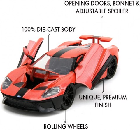 Ford GT 2017 czerwony seria Pink Slips JADA model metalowy 1:24 Ford GT 2017 czerwony seria Pink Slips JADA model metalowy 1:24