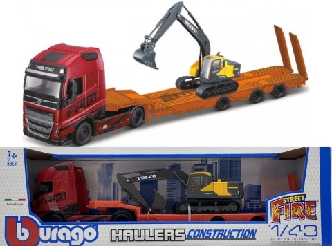 VOLVO FH16 Gglobetrotter 750 XXL lora koparka Volvo EC220E Bburago 1:43 VOLVO FH16 Gglobetrotter 750 XXL lora koparka Volvo EC220E Bburago 1:43
