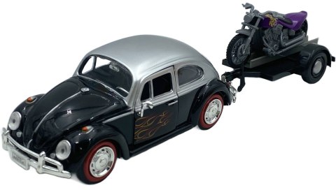 Volkswagen Beetle z przyczepą motocyklową 1:24 Motormax 79675