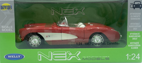 Chevrolet CORVETTE 1957 cabrio model Welly 1:24 czerwony Chevrolet CORVETTE 1957 cabrio model Welly 1:24 czerwony