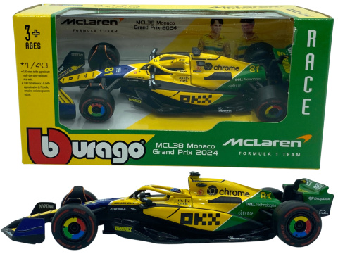 McLaren MCL38 GP Monaco F1 2024 #4 Piastri BBurago 1:43 McLaren MCL38 GP Monaco F1 2024 #4 Piastri BBurago 1:43