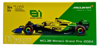 McLaren MCL38 GP Monaco F1 2024 #81 Piastri KASK BBurago 1:43