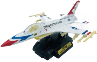 Samolot F-16 Fighting Falcon duży model podstawka METAL Motormax biały z uzbrojeniem