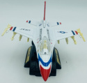 Samolot F-16 Fighting Falcon duży model podstawka METAL Motormax biały z uzbrojeniem
