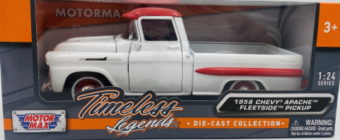 Chevy Apache Fleetside Pickup 1:24 Motormax 79311 biały - czerwony dach Chevy Apache Fleetside Pickup 1:24 Motormax 79311 biały - czerwony dach