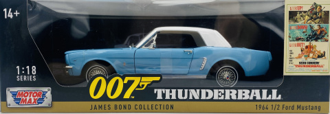 Ford Mustang 1/2 1964 hard top Bond Thunderball model 1:18 Motormax 79834 Ford Mustang 1/2 1964 hard top Bond Thunderball model 1:18 Motormax 79834