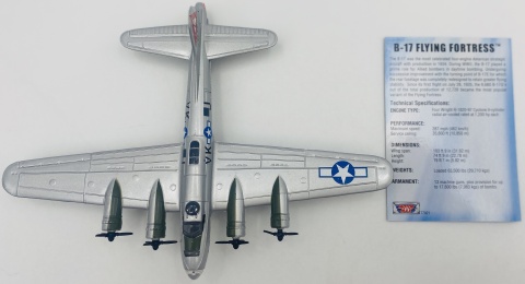 Samolot Boeing B-17 Flying Fortress model podstawka METAL Motormax Samolot Boeing B-17 Flying Fortress model podstawka METAL Motormax