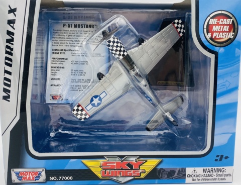 Samolot North American P-51 Mustang model podstawka METAL Motormax Samolot North American P-51 Mustang model podstawka METAL Motormax