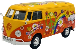VW Type 2 T1 Flower Power 1:24 Motormax 79563 pomarańczowy