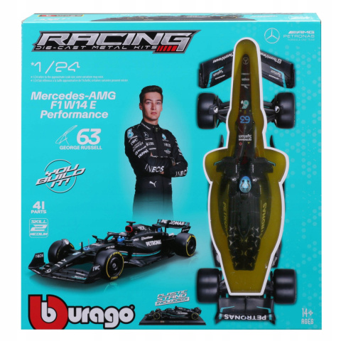 Bolid do składania F1 Mercedes AMG W14 E 2023 #63 Russell Bburago 1:24 Bolid do składania F1 Mercedes AMG W14 E 2023 #63 Russell Bburago 1:24