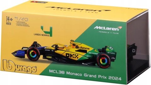McLaren MCL38 GP MONACO F1 2024 #4 Norris KASK BBurago 1:43 McLaren MCL38 GP MONACO F1 2024 #4 Norris KASK BBurago 1:43