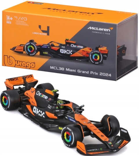 McLaren MCL38 GP Miami F1 2024 #4 Norris KASK BBurago 1:43 McLaren MCL38 GP Miami F1 2024 #4 Norris KASK BBurago 1:43
