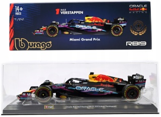 RB19 F1 RedBull 2023 #1 Max Verstappen GP MIAMI gablotka Bburago 1:24