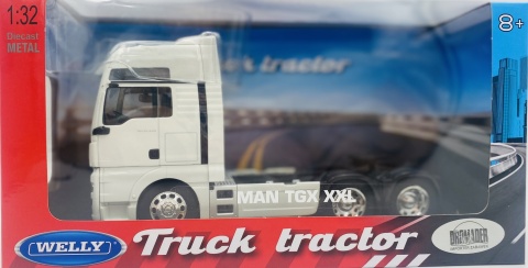 MAN TGX XXL 3 osie ciągnik siodłowy model WELLY 32650L metal 1:32 biały