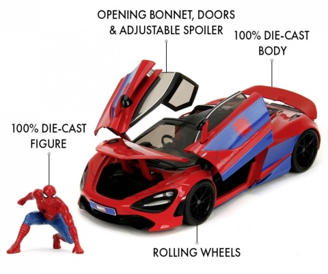 McLaren 720S Spiderman Spider-Man MARVEL JADA 1:24 + figurka
