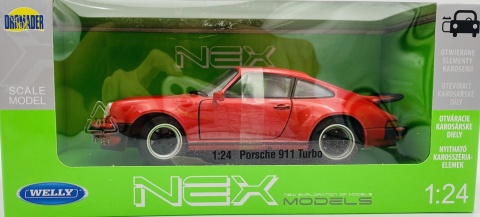 PORSCHE 911 Turbo 3.0 1974 model 24043 metal WELLY 1:24 czerwony