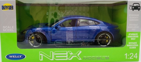 PORSCHE Taycan Turbo S model 24107 metal WELLY 1:24 niebieski