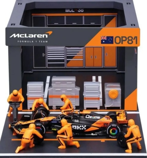 ZESTAW McLaren F1 #81 O. Piastri Pit Stop diorama 2024 MCL38 BBurago 1:43