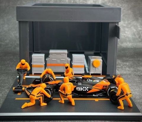 ZESTAW McLaren F1 #81 O. Piastri Pit Stop diorama 2024 MCL38 BBurago 1:43