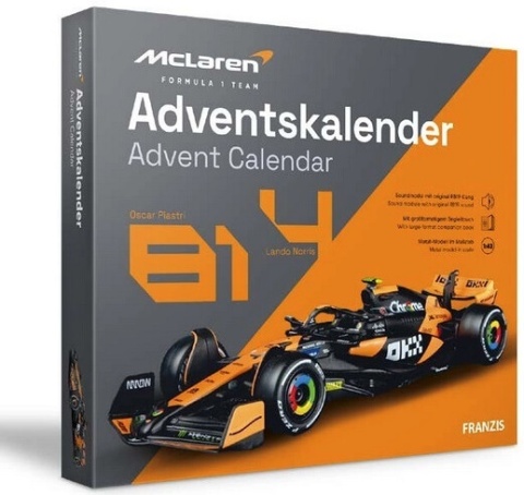ZESTAW McLaren F1 Norris Piastri 2024 MCL38 kalendarz adwentowy 1:43