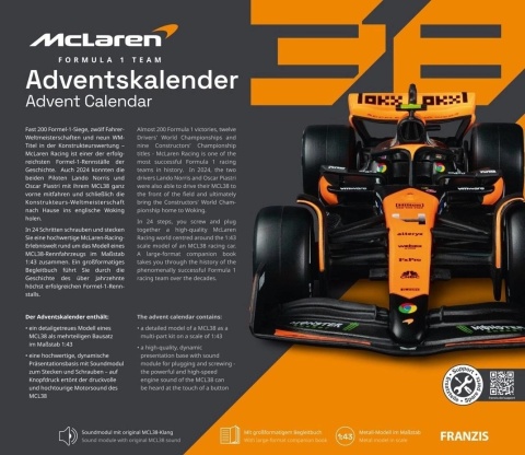 ZESTAW McLaren F1 Norris Piastri 2024 MCL38 kalendarz adwentowy 1:43