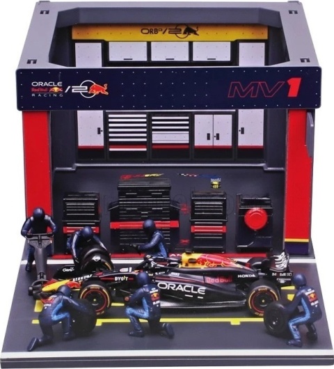 ZESTAW Red Bull F1 #1 Verstappen Pit Stop diorama 2024 RB20 BBurago 1:43