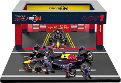 ZESTAW Red Bull F1 #1 Verstappen Pit Stop diorama 2024 RB20 BBurago 1:43