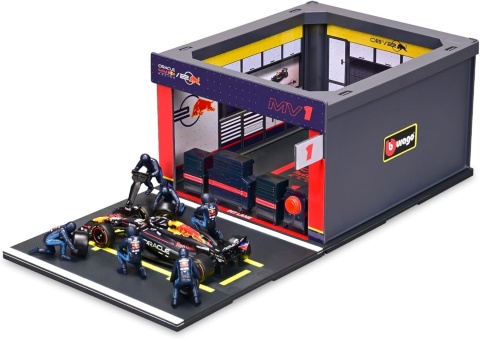 ZESTAW Red Bull F1 #1 Verstappen Pit Stop diorama 2024 RB20 BBurago 1:43