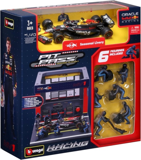 ZESTAW Red Bull F1 #1 Verstappen Pit Stop diorama 2024 RB20 BBurago 1:43