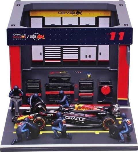 ZESTAW Red Bull F1 #11 S. Perez Pit Stop diorama 2024 RB20 BBurago 1:43