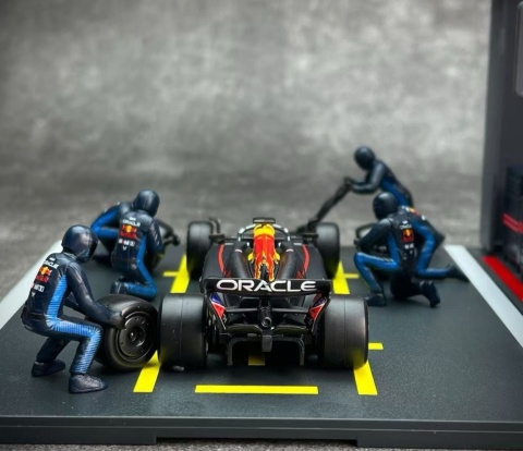ZESTAW Red Bull F1 #11 S. Perez Pit Stop diorama 2024 RB20 BBurago 1:43