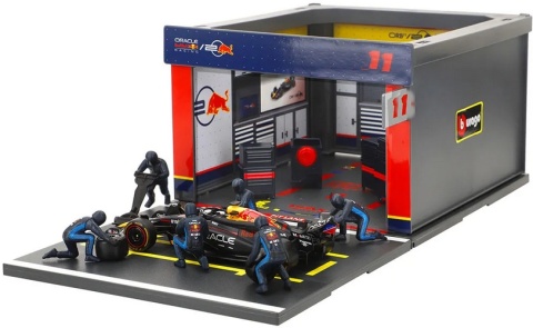 ZESTAW Red Bull F1 #11 S. Perez Pit Stop diorama 2024 RB20 BBurago 1:43