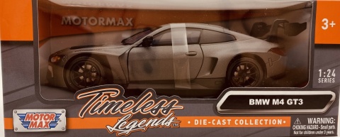 BMW M4 GT3 model 1:24 Motormax 79390 grafitowy mat