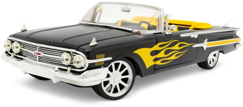 Chevrolet Impala 1960 tuning model 1:18 Motormax 79009 czarny z płomieniami