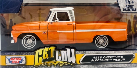 Chevy C10 Fleetside 1966 Pickup 1:24 Motormax 79034 Get Low Series orange
