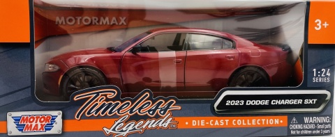 DODGE Charger SXT 2023 model 1:24 Motormax 79387 czerwony