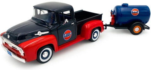 Ford F-100 PICKUP 1956 GULF + oil tanker model 1:24 Motormax 79611