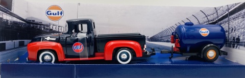 Ford F-100 PICKUP 1956 GULF + oil tanker model 1:24 Motormax 79611