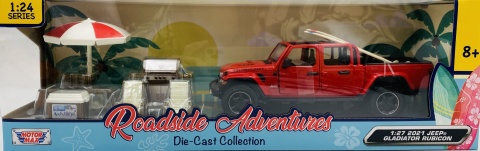 Jeep Gladiator Rubicon surfing z zestawem kempingowym 1:27 Motormax 79722